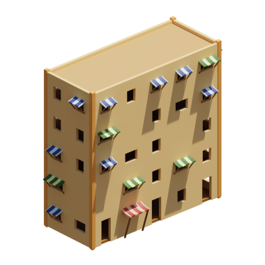 Desert House izometrik. 3d oluşturma.