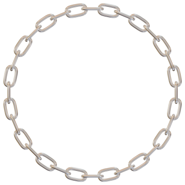 Çemberdeki gümüş zincirlerden bir halka.