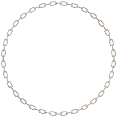 Çemberdeki gümüş zincirlerden bir halka.