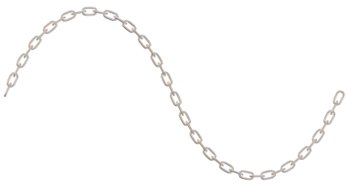 Bir eğri üzerinde gümüş zincir halkası.