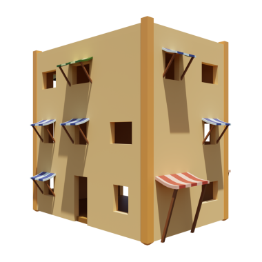 Desert House 'da. 3D görüntüleme. Mimarlık sanatı.