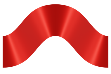 Kıvrık şekilli kırmızı bir kurdele. 3B görüntüleme.