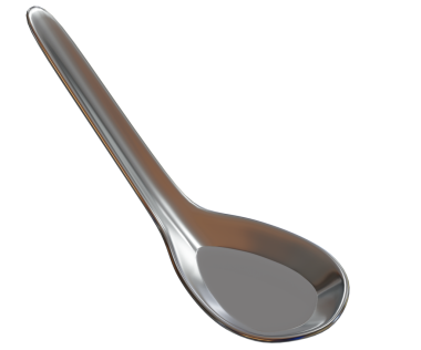 Kısa kaşık paslanmaz gerçekçi. 3d oluşturma.