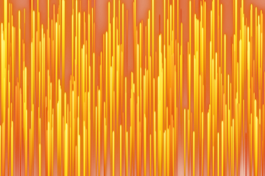 Turuncu ve sarı soyut dinamik ışık çizgileri teknolojinin dijital arkaplanı. 3d oluşturma.