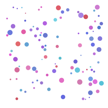 Mavi, mor ve pembe rastgele nokta, kabarcık arkaplan.