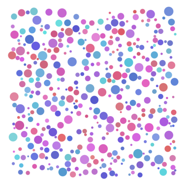 Mavi, mor ve pembe rastgele nokta, kabarcık arkaplan.