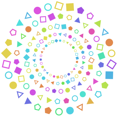 Siyah arkaplanda renkli geometri.