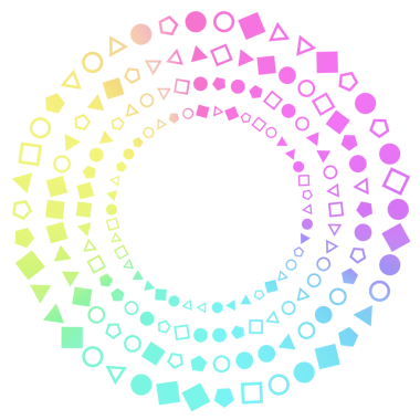 Siyah arkaplanda renkli geometri çerçevesi.