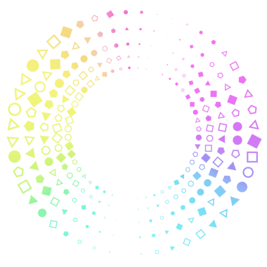 Siyah arkaplanda renkli geometri çerçevesi.
