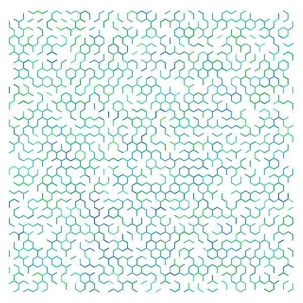 Mavi ve yeşil soyut altıgen ızgara arkaplan.