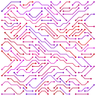 Pembe, mor ve kırmızı devre teknolojisi örnekleme arka planı.