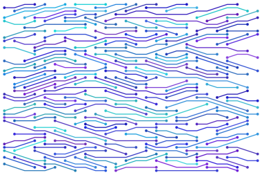 Mavi ve mor devre teknolojisi resimleme arkaplanı.