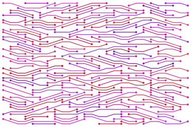 Mor, pembe ve kırmızı devre teknolojisi resimleme arka planı.