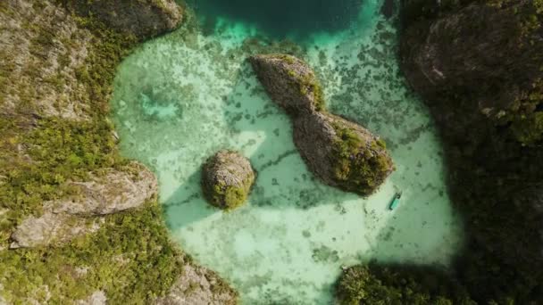 Raja Ampat Bir Uçurum Lagünlerin Turkuaz Suyun Etrafında Çekim Yaptı — Stok video