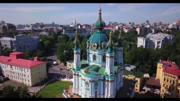 Kiev Avant Guerre Images Aériennes Église Andrew Sur Podil — Video
