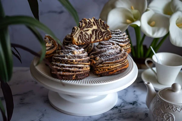 Easter Sunday pastry with nuts and cocoa