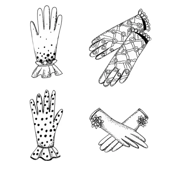 Bemalte Handschuhe Bemalte Schwarze Und Weiße Handschuhe — Stockfoto