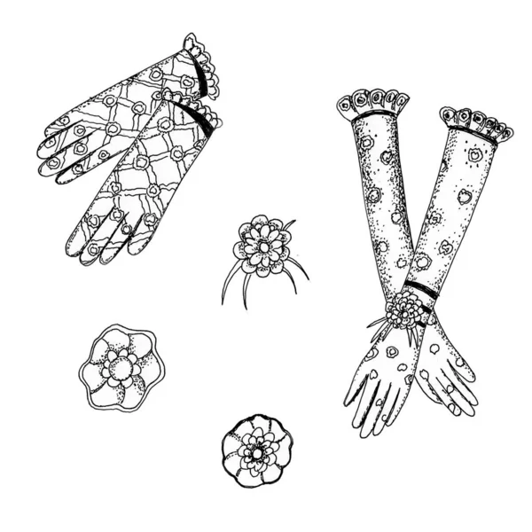 Bemalte Handschuhe Bemalte Schwarze Und Weiße Handschuhe — Stockfoto