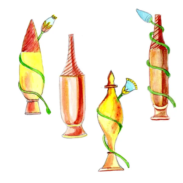 watercolor hand drawn illustration of a cocktail with a drink
