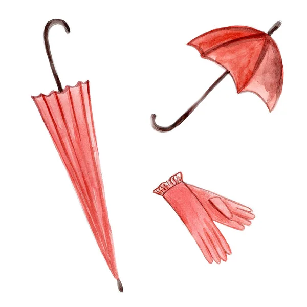 Rode Paraplu Witte Achtergrond — Stockfoto