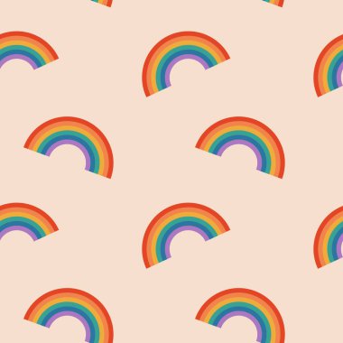 Bej arkaplanda gökkuşağı olan kusursuz desen