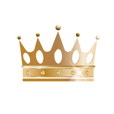 Altın taç. Premium Şablonu. Beyaz arkaplanda izole edilmiş vektör lüks illüstrasyon