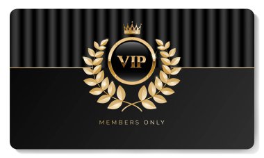 Premium VIP card  in black color with golden elements. Vector illustration clipart