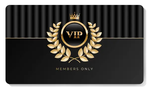 Altın elementli siyah renkli VIP kartı. Vektör illüstrasyonu