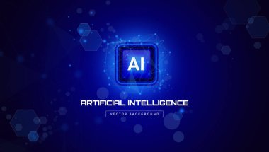 Yapay zeka soyut arka plan. AI dijital devre kartı teknik afişi. Nöral Ağ Konsepti, siber nano bilgi, yenilik geleceği, büyük veri. Vektör İllüstrasyonu.