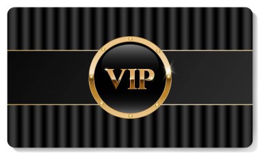 Altın elementli siyah renkli VIP kartı. Vektör illüstrasyonu