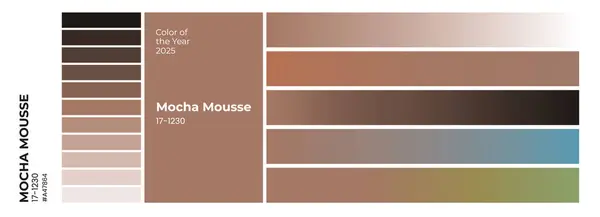 2025 'in Mocha Mousse rengi. Yeni moda renginin farklı tonlarının renk paleti