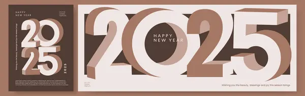 Mutlu yıllar 2025, Mocha Mousse yılının rakamlarıyla modern moda afişi. Yaratıcı afiş konsepti, kapak. Typography ile tasarım şablonu