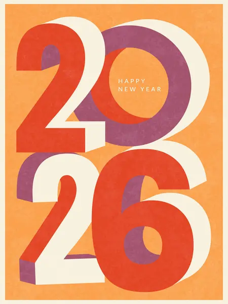 Mutlu yıllar 2026 rakamlı modern moda posteri. Yaratıcı afiş ya da kapak konsepti. Typography ile tasarım şablonu