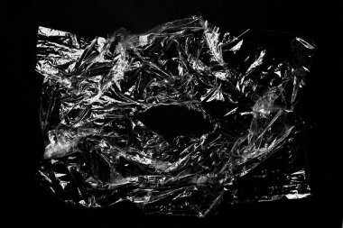 Şeffaf plastik polietilen kapaklı film buruşuk doku maketi.