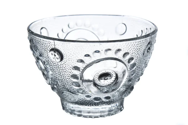 Crystal Decorative Glass Bowl Patterned White Background — Stock Photo, Image