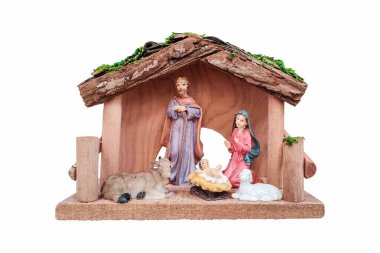 İsa Mesih 'in doğum sahnesinin Noel sahnesi. Noel 'de süsleme.