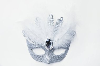 Tüylü karnaval simli maskesi