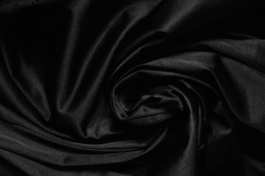 Lüks sarmal siyah ipek kumaş dokusu, tekstil dekorasyonu.