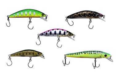 Dönen yalpalayıcı yem, yırtıcı balık avlamak için ayarlandı, kolaj oluşturuldu..