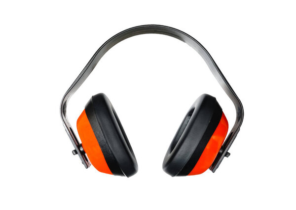 Шумные наушники красного цвета, защита ушей от шума