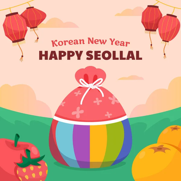 Bunte Glückstasche Für Koreanisches Neujahrsfest — Stockvektor