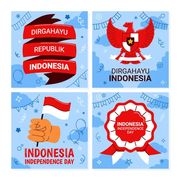 День Независимости Индонезии Пост Социальных Сетях — стоковый вектор
