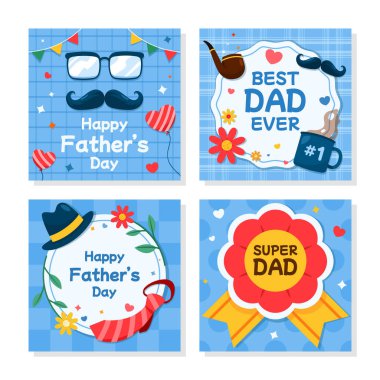 Babalar Günü 'nde mesaj vektör şablonu tasarımı.