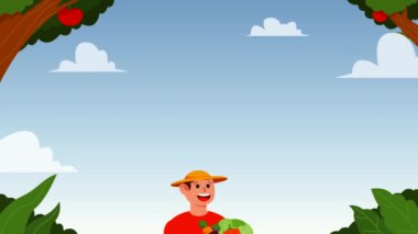 Gülümse mutlu çocuk bahçede sebze topluyor..