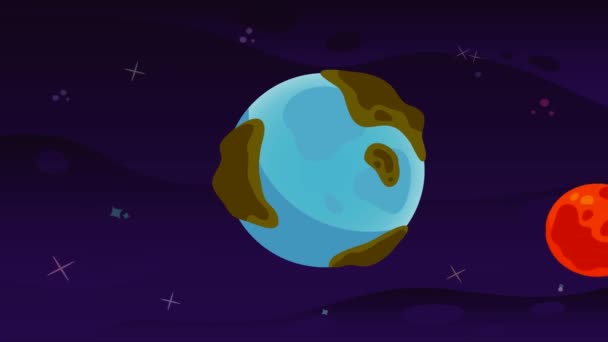 Balle Terrestre Circulaire Par Satellite Dans Espace — Video