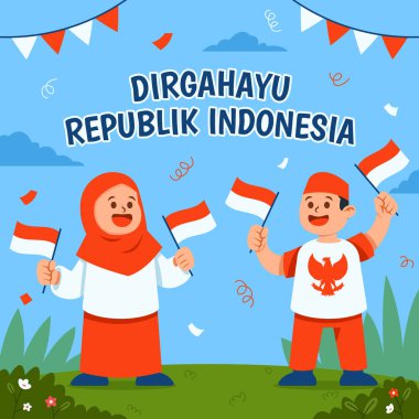 Bağımsızlık Gününüz kutlu olsun. Hepsi Bahasa Endonezya 'da yazılmış. Dirgahayu çok yaşa demek..