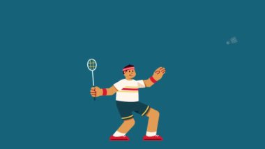 Maç sırasında badminton oyuncusu hareketi.