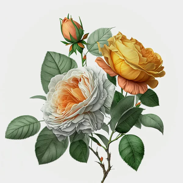 Róże Ilustracja Białym Tle Stworzony Przez Sztuczną Inteligencję Obrazy Stockowe bez tantiem
