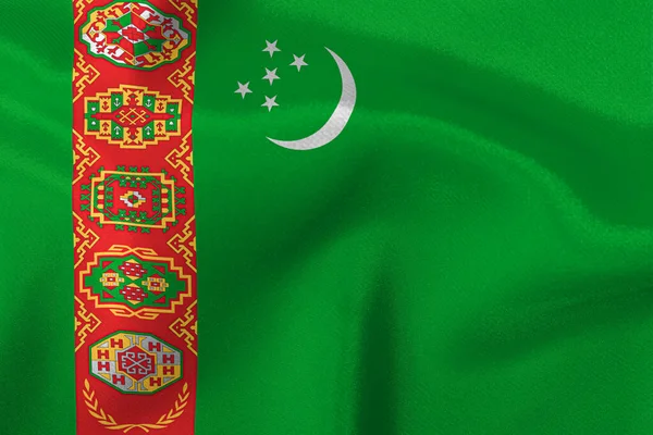 Drapeau État Turkménistan Gros Plan — Photo