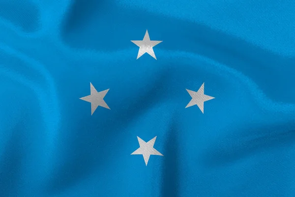 Mikronéziai Szövetségi Államok Lobogója Közelkép — Stock Fotó